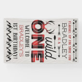 Wild One Boys Rustic Pset Lumberjack 1st Birthday Spandoek (Horizontaal)