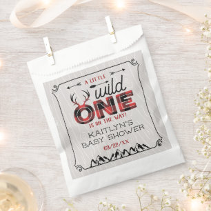 Wild One Boys Rustic Pset Lumberjack Baby shower Bedankzakje