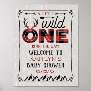 Wild One Boys Rustic Pset Lumberjack Baby shower Poster