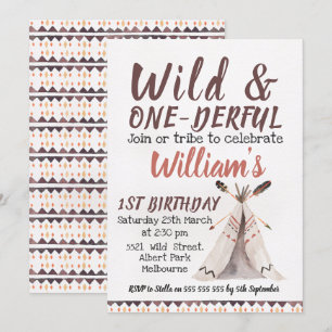 Wild One Boys Teepee Invitation Anniversaire