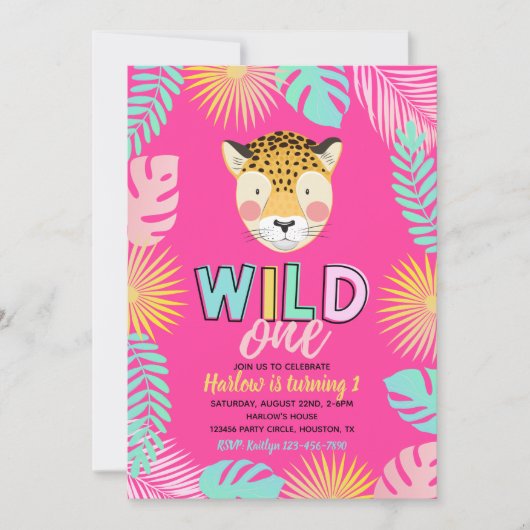 Wild One Cheetah Uitnodiging | Cheetah Invitation (Voorkant)