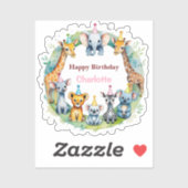 Wild One Cute Animals Balloon Boy Verjaardagsfeest Sticker (Vel)