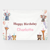 Wild One Cute Animals Balloon girls Birthday Spandoek (Horizontaal)