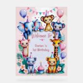 Wild One Cute Animals Balloon kids 1st Birthday (Recto)
