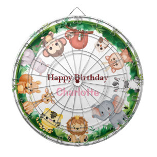 Wild One Cute Animals Zoo Verjaardagsfeestje Dartbord