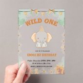 Wild One Cute Elephant 1er anniversaire Invitation (In situ (ordinateur de poche))