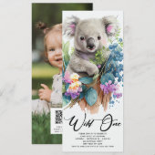 Wild One Cute Koala 1st Birthday Foto Animal Kaart (Voorkant / Achterkant)