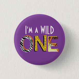 Wild One Cute Safari, eerste verjaardag Ronde Button 3,2 Cm
