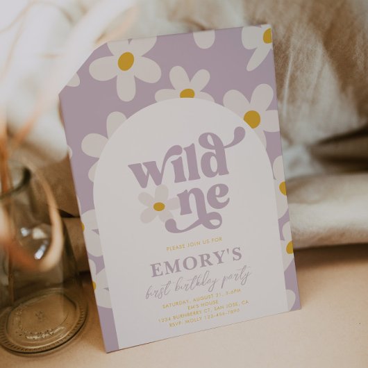 Wild One Daisy Eerste Verjaardag Uitnodiging
