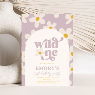 Wild One Daisy Eerste Verjaardag Uitnodiging