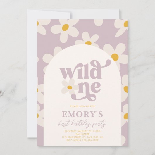 Wild One Daisy First Birthday Invitation (Devant)