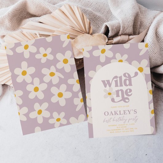 Wild One Daisy First Birthday Invitation