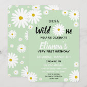 Wild One Daisy Flower Girl Anniversaire Invitation (Devant / Derrière)