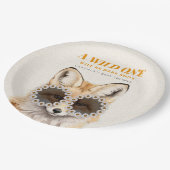 Wild One Daisy Fox Baby shower Papieren Bordje (Gekanteld)