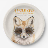 Wild One Daisy Fox Baby shower Papieren Bordje (Voorkant)