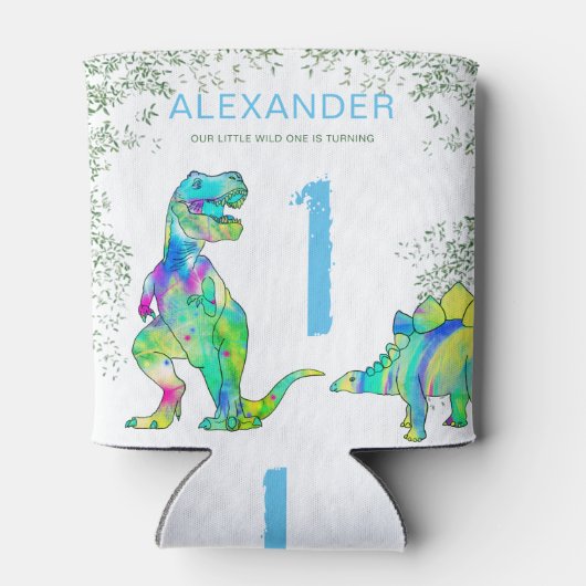 Wild One Dinosaurus 1e Verjaardagsfeest Blikjeskoeler (Achterkant)