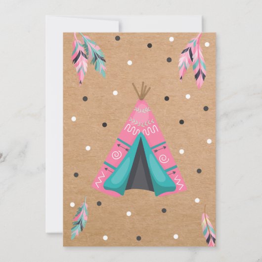 Wild One Dreamcatcher Teepee Invitation d'annivers (Dos)