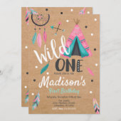 Wild One Dreamcatcher Teepee Invitation d'annivers (Devant / Derrière)