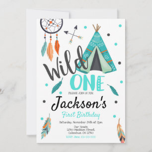 Wild One Dreamcatcher Teepee Invitation d'annivers