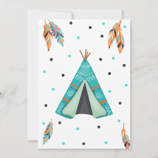 Wild One Dreamcatcher Teepee Invitation d'annivers (Dos)