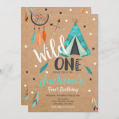 Wild One Dreamcatcher Teepee Invitation d'annivers (Devant / Derrière)