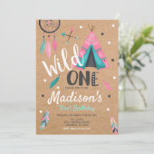 Wild One Dreamcatcher Tipi Verjaardag Uitnodiging (Staand voorkant)