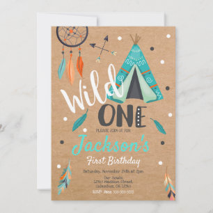 Wild One Dreamcatcher Tipi Verjaardag Uitnodiging