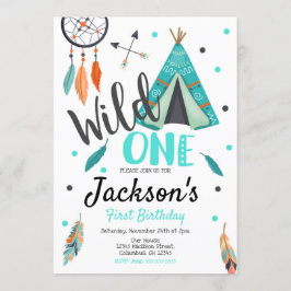 Wild One Dreamweaver Teepee Birthday Invitation Kaart