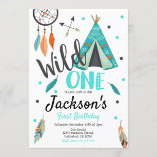 Wild One Dreamweaver Teepee Birthday Invitation Kaart