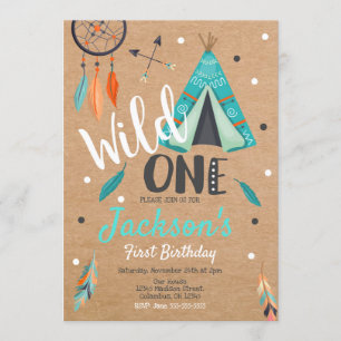 Wild One Dreamweaver Teepee Birthday Invitation Kaart