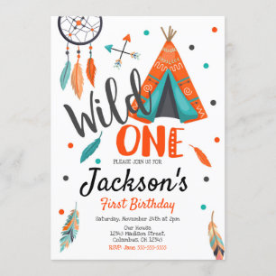 Wild One Dreamweaver Teepee Birthday Invitation Kaart