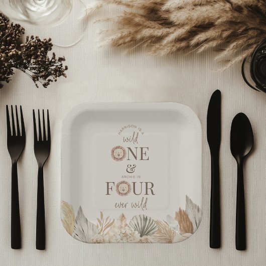 Wild One en Four Ever Wild Gezamenlijke Partij Papieren Bordje