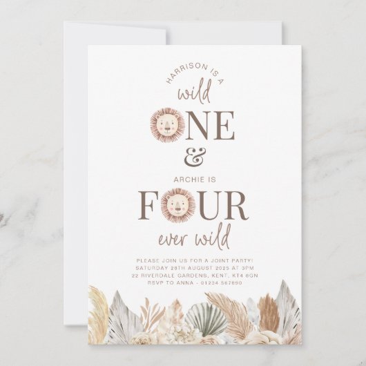 Wild One en Four Ever Wild gezamenlijke uitnodigin Kaart (Voorkant)