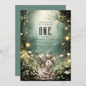 Wild One Enchanted Forest Muis 1e verjaardag Kaart (Voorkant / Achterkant)