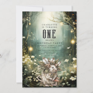 Wild One Enchanted Forest Muis 1e verjaardag Kaart
