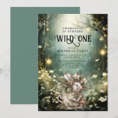 Wild One Enchanted Forest Muis 1e verjaardag Kaart (Voorkant / Achterkant)