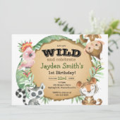 Wild One Exotic Animal Invitation Anniversaire (Debout devant)