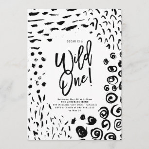 Wild One First Birthday Animal Print Invite Kaart