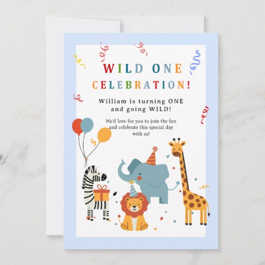 Wild One First Birthday Invitation (Devant)