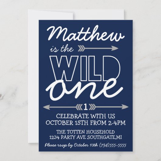 Wild One First Birthday Invitation (Devant)