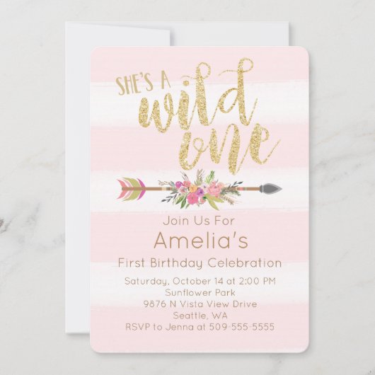 Wild One First Birthday Invitation (Devant)