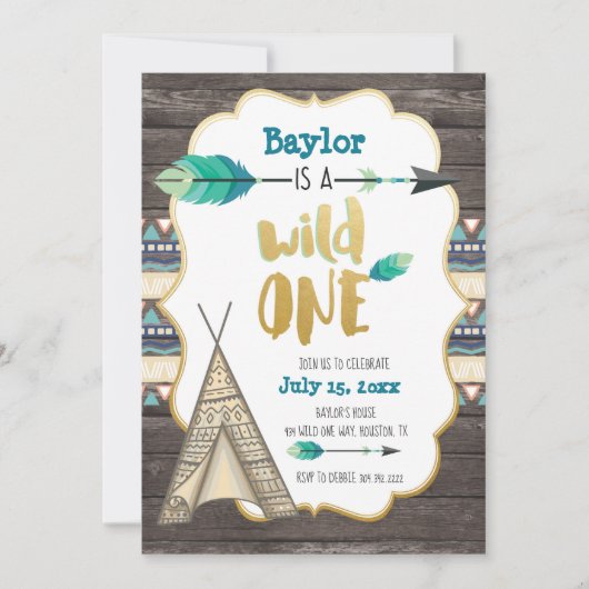 Wild One First Birthday Invitation (Devant)