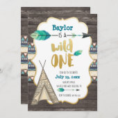 Wild One First Birthday Invitation (Devant / Derrière)