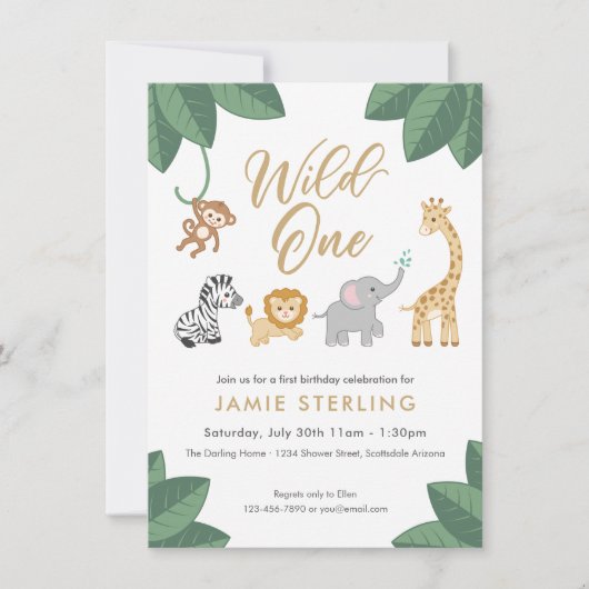 Wild One First Birthday Invitation (Devant)