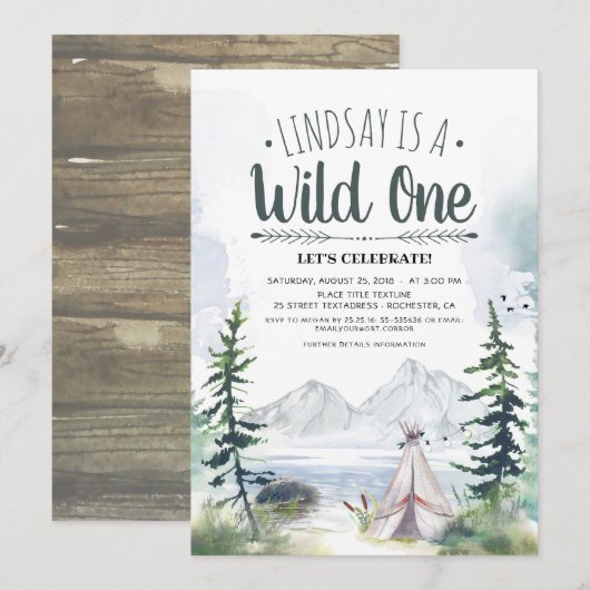 Wild One First Birthday Invitation (Devant / Derrière)