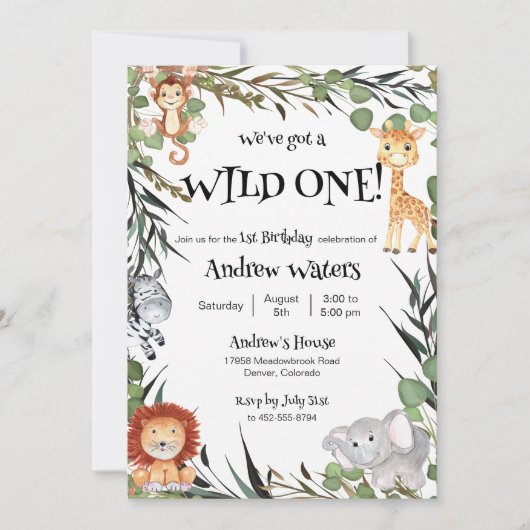 Wild One First Birthday Invitation (Devant)