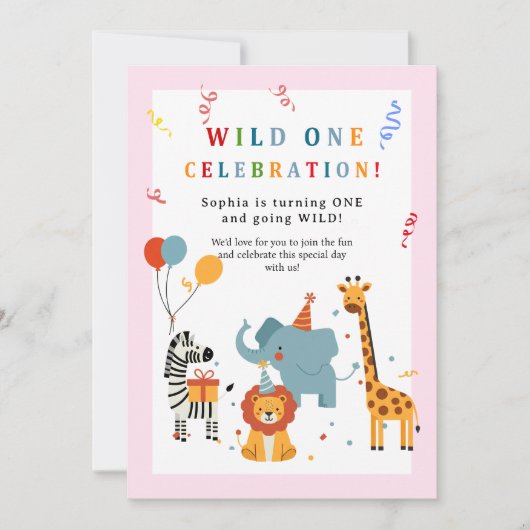 Wild One First Birthday Invitation (Devant)