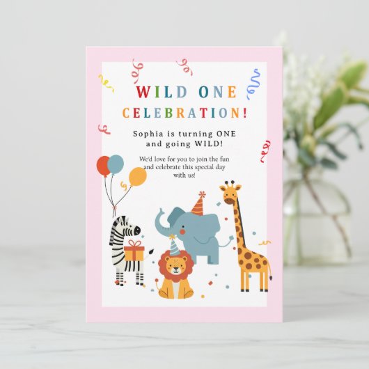 Wild One First Birthday Invitation (Debout devant)