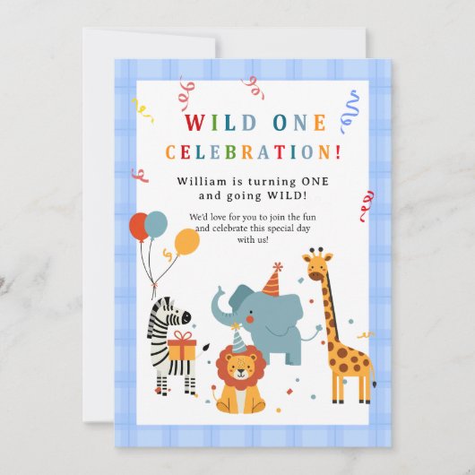Wild One First Birthday Invitation (Devant)
