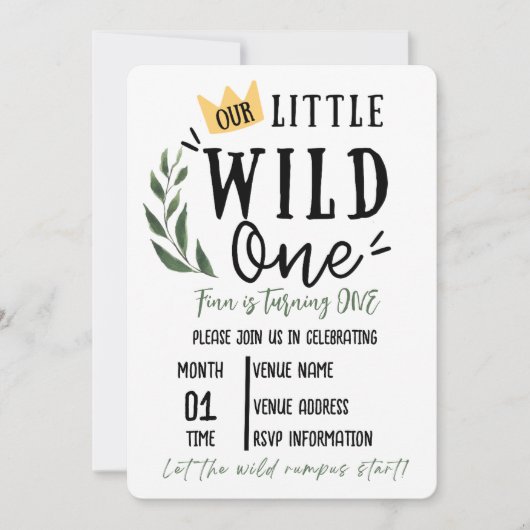 Wild One First Birthday Invitation (Devant)